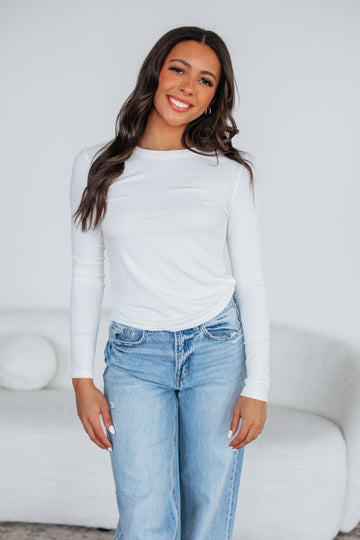 Penny Long Sleeve Top - Ivory
