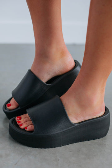 Perfect Pair Platform Slides - Black