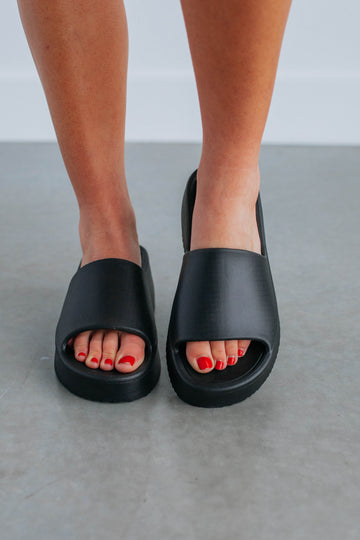 Perfect Pair Platform Slides - Black