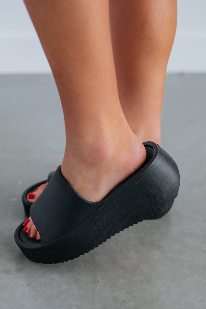 Perfect Pair Platform Slides - Black