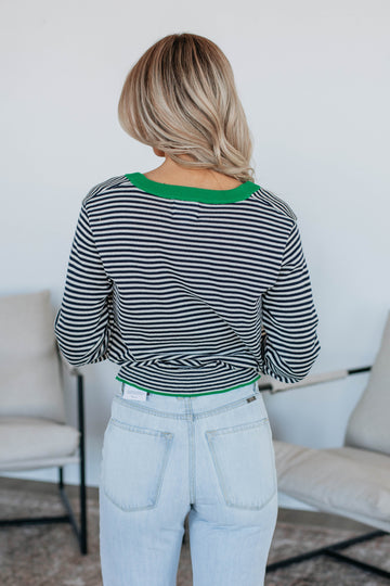 Quinley Striped Cardigan - Navy Mix