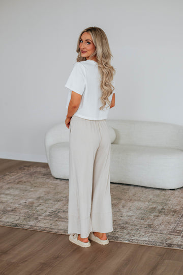 Zenia Wide Leg Pants - Natural