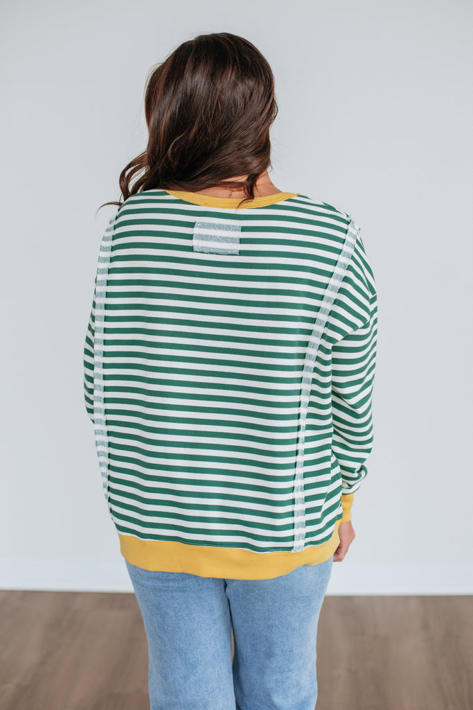 Rasha Striped Top - Hunter Green Mix
