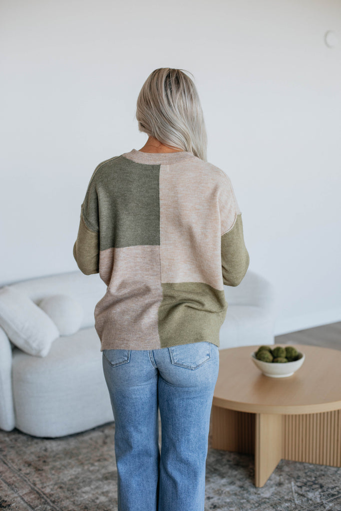 Reina Colorblock Sweater - Moss