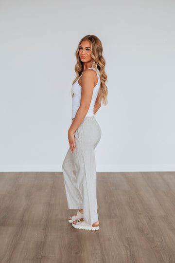 Renita Linen Pants - Khaki Mix
