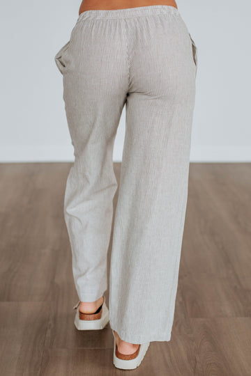Renita Linen Pants - Khaki Mix