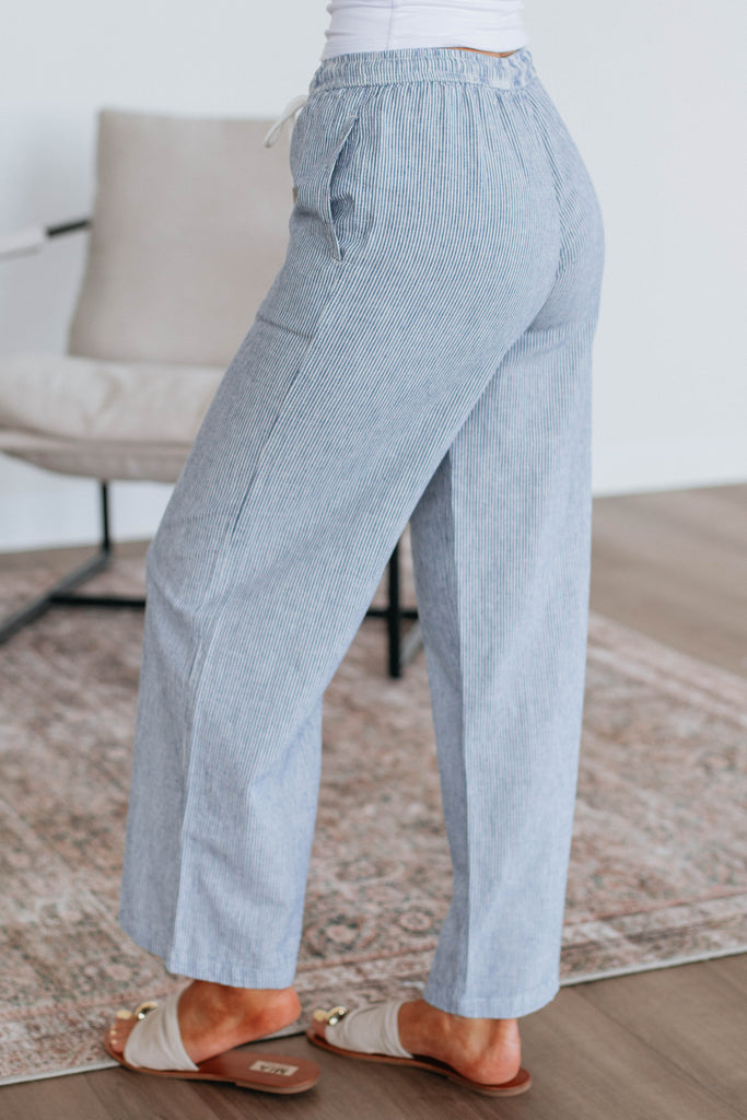 Renita Linen Pants - Steel Blue Mix