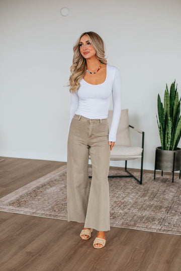 Linsley Wide Leg Pants - Khaki