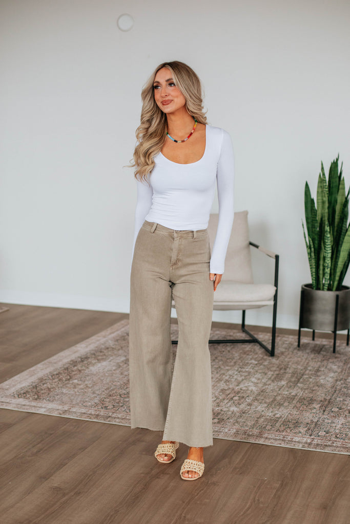 Linsley Wide Leg Pants - Khaki