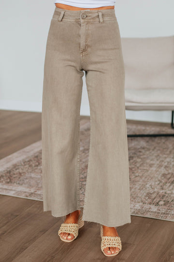 Linsley Wide Leg Pants - Khaki