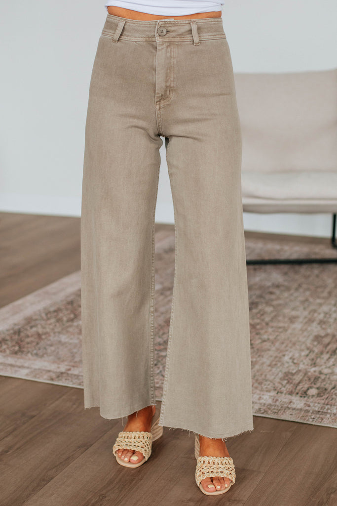Linsley Wide Leg Pants - Khaki