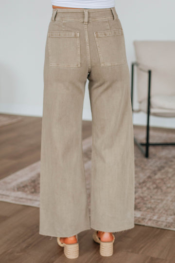 Linsley Wide Leg Pants - Khaki