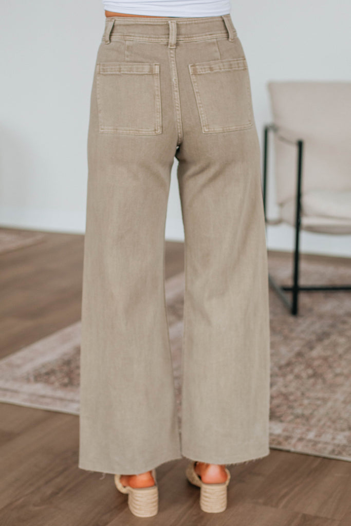 Linsley Wide Leg Pants - Khaki