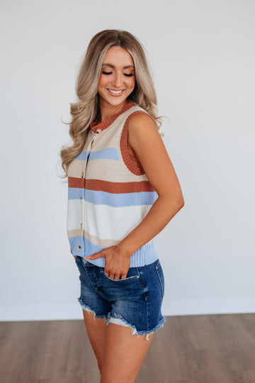 Robbyn Sweater Top - Sky Blue Mix