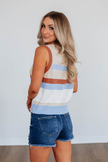 Robbyn Sweater Top - Sky Blue Mix