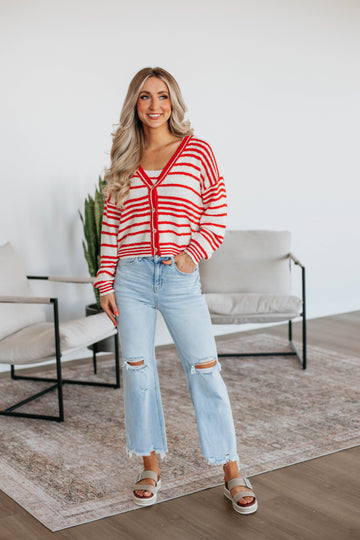 Scottie Striped Cardigan - Cherry Mix