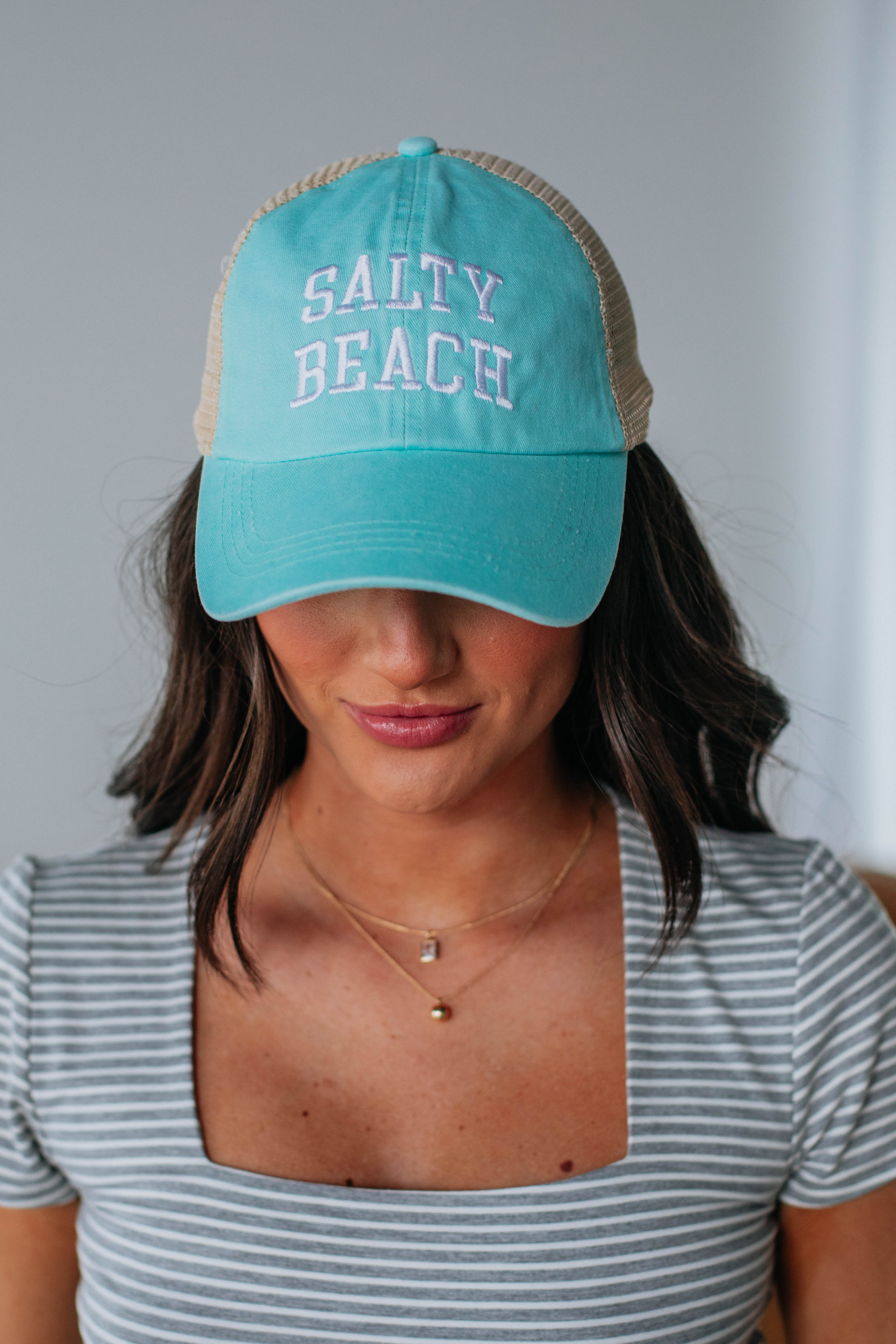 Salty Beach Baseball Cap Mint Wild Oak Boutique