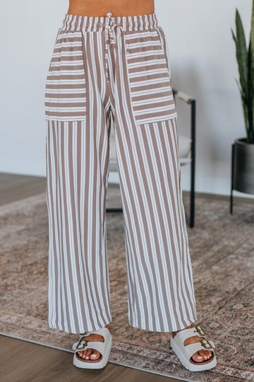 Shannon Striped Pants - Mocha Mix