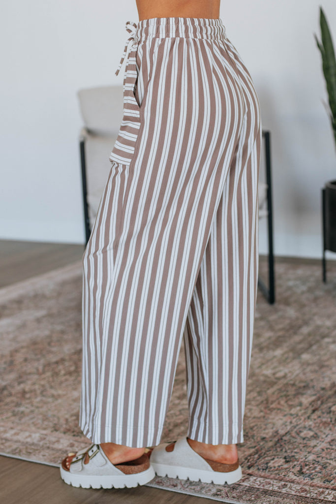 Shannon Striped Pants - Mocha Mix
