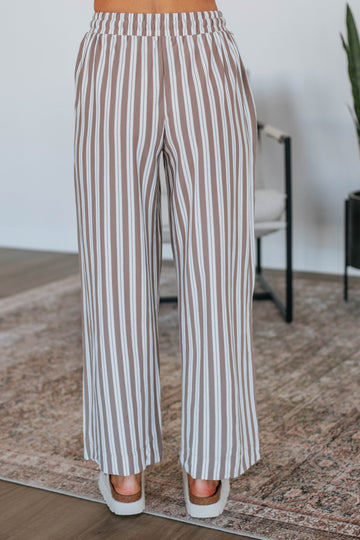 Shannon Striped Pants - Mocha Mix