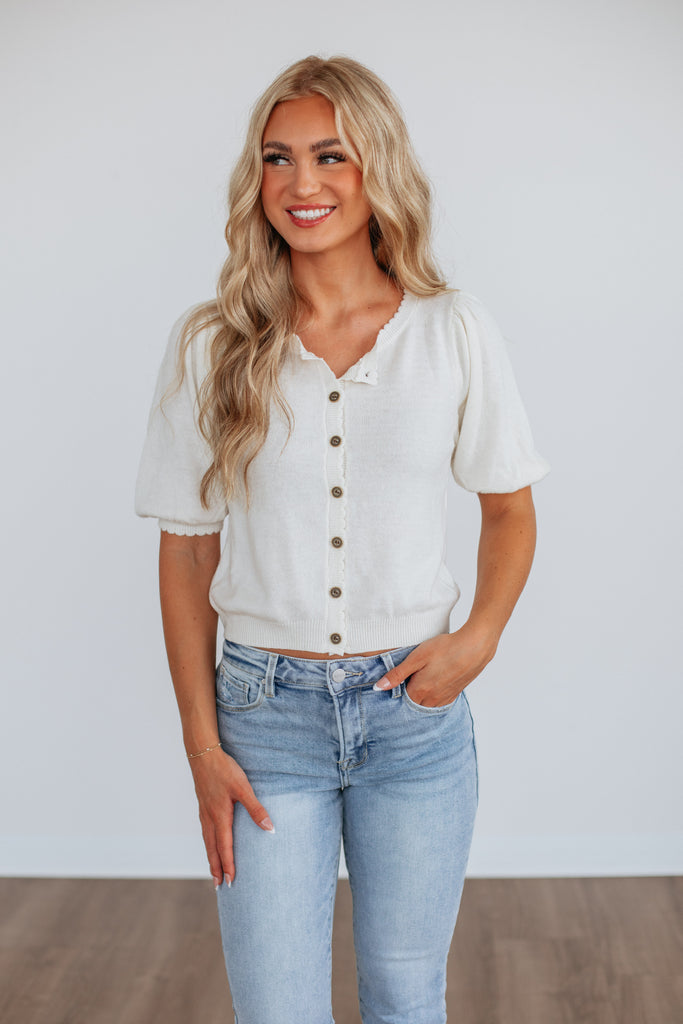 Neriah Cardigan Top - Cream