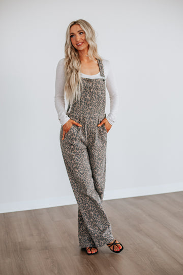 Dylan Hidden Denim Overalls - Cheetah