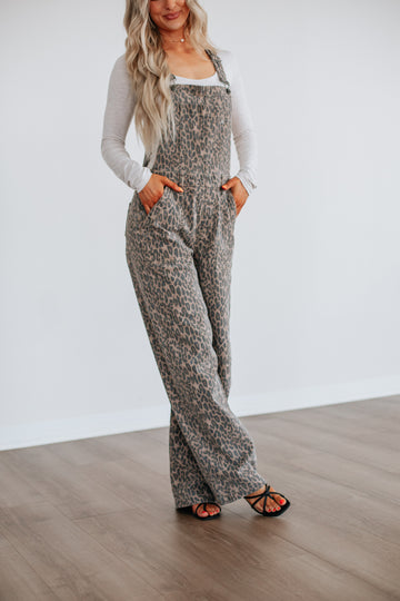 Dylan Hidden Denim Overalls - Cheetah