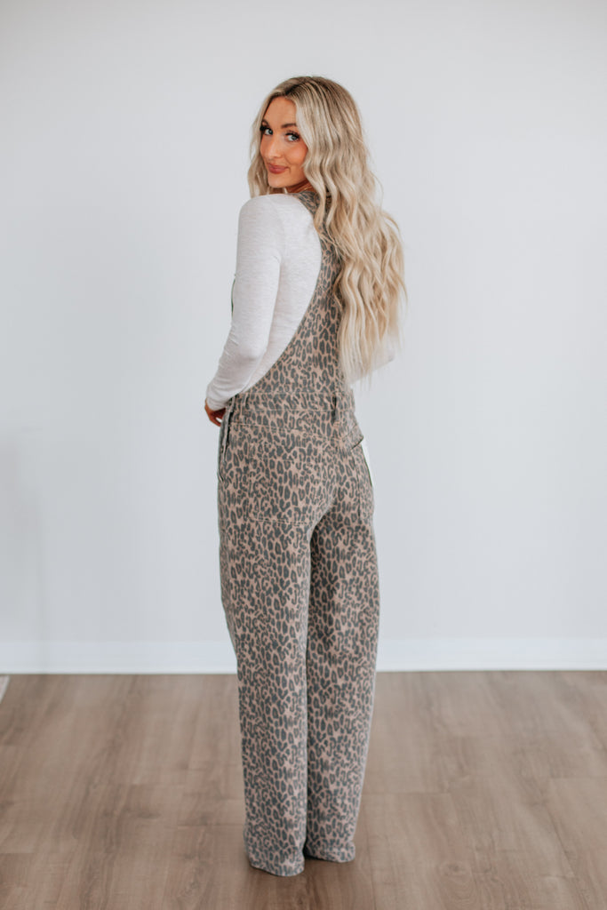 Dylan Hidden Denim Overalls - Cheetah