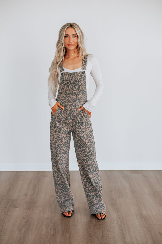 Dylan Hidden Denim Overalls - Cheetah