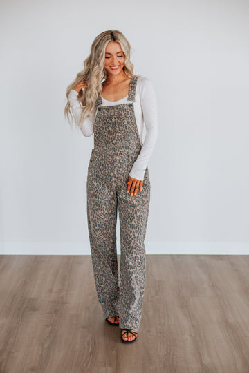 Dylan Hidden Denim Overalls - Cheetah