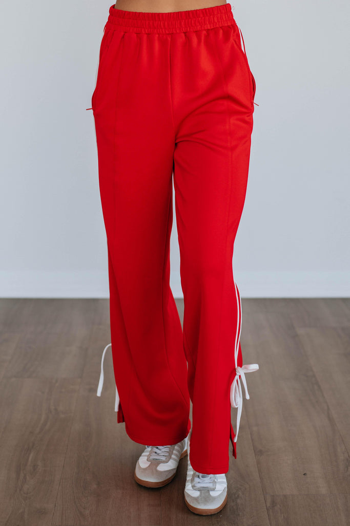 Taylar Track Pants - Cherry