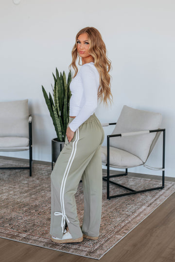 Taylar Track Pants - Light Olive