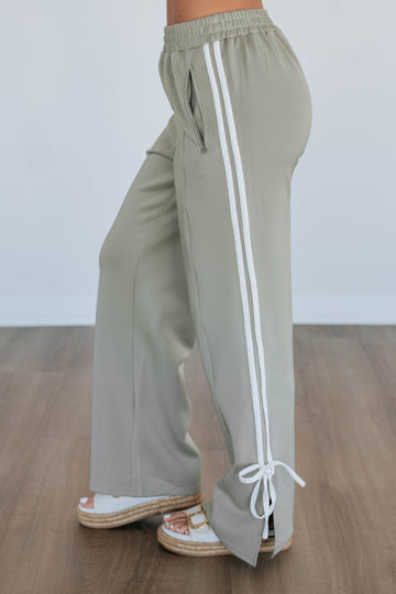 Taylar Track Pants - Light Olive