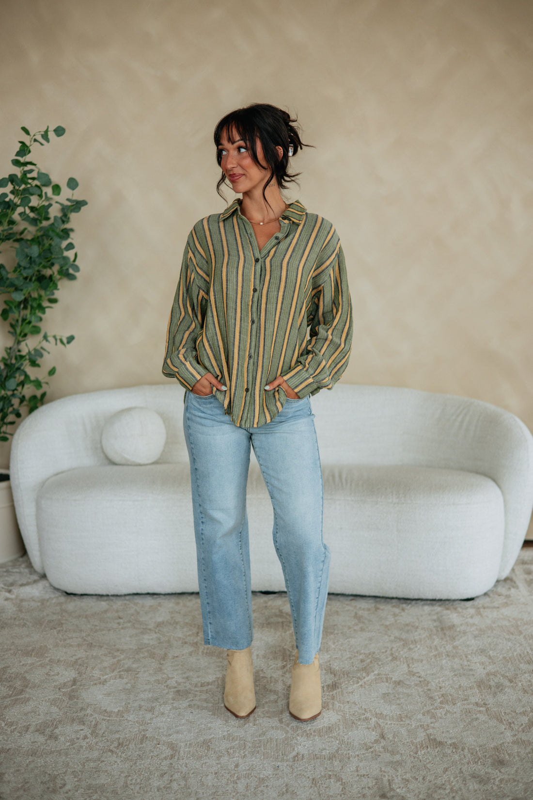 Devann Striped Button Down