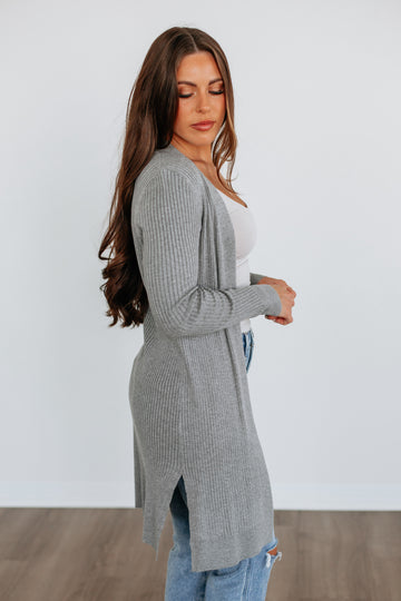 Maylin Ribbed Cardigan - Heather Grey