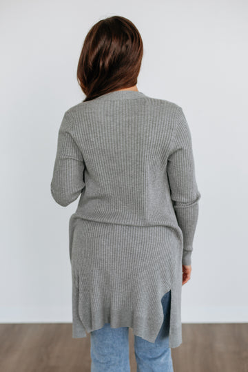 Maylin Ribbed Cardigan - Heather Grey