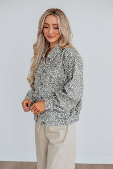 Miley Leopard Denim Jacket