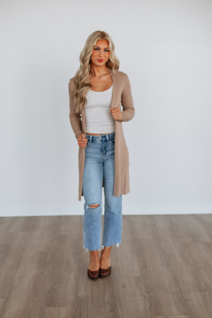 Maylin Ribbed Cardigan - Light Mocha