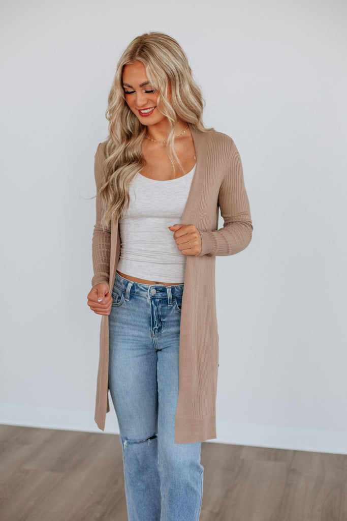 Maylin Ribbed Cardigan - Light Mocha