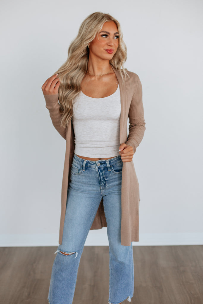 Maylin Ribbed Cardigan - Light Mocha