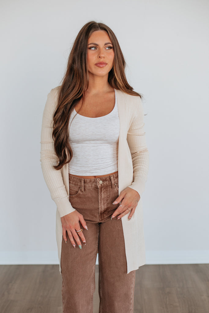 Maylin Ribbed Cardigan - Cream