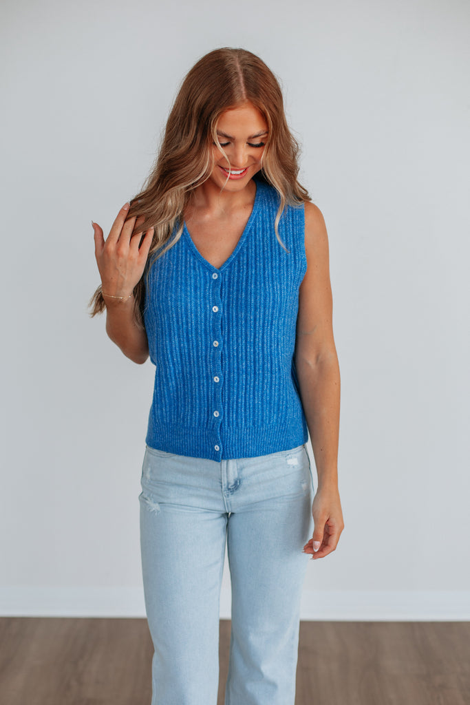 Mina Sweater Vest - Cobalt