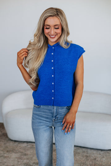 Camry Cardigan Top - Cobalt