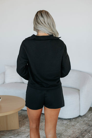 Tova Half-Zip Pullover - Black