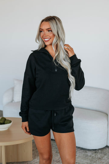 Tova Half-Zip Pullover - Black