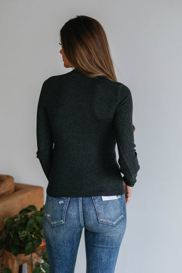 Trey Mock Neck Top - Charcoal