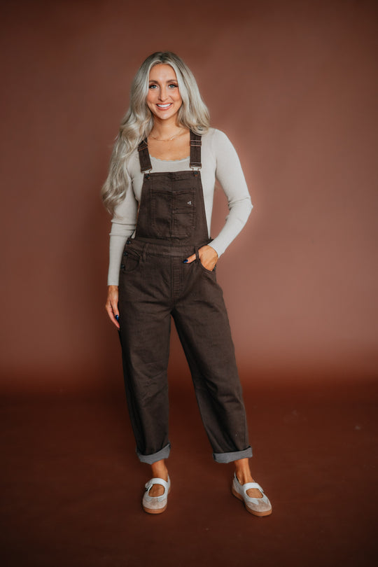 Dylan Hidden Denim Overalls - Chocolate