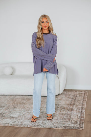 Cayla Striped Top - Lavender Mix