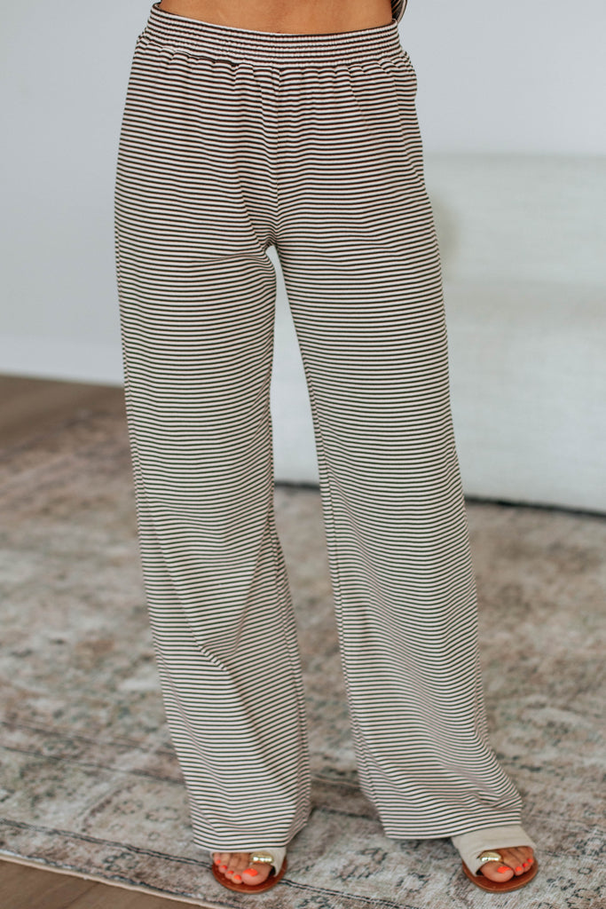 Cayla Striped Pants - Espresso Mix