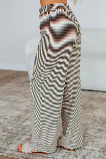 Cayla Striped Pants - Espresso Mix